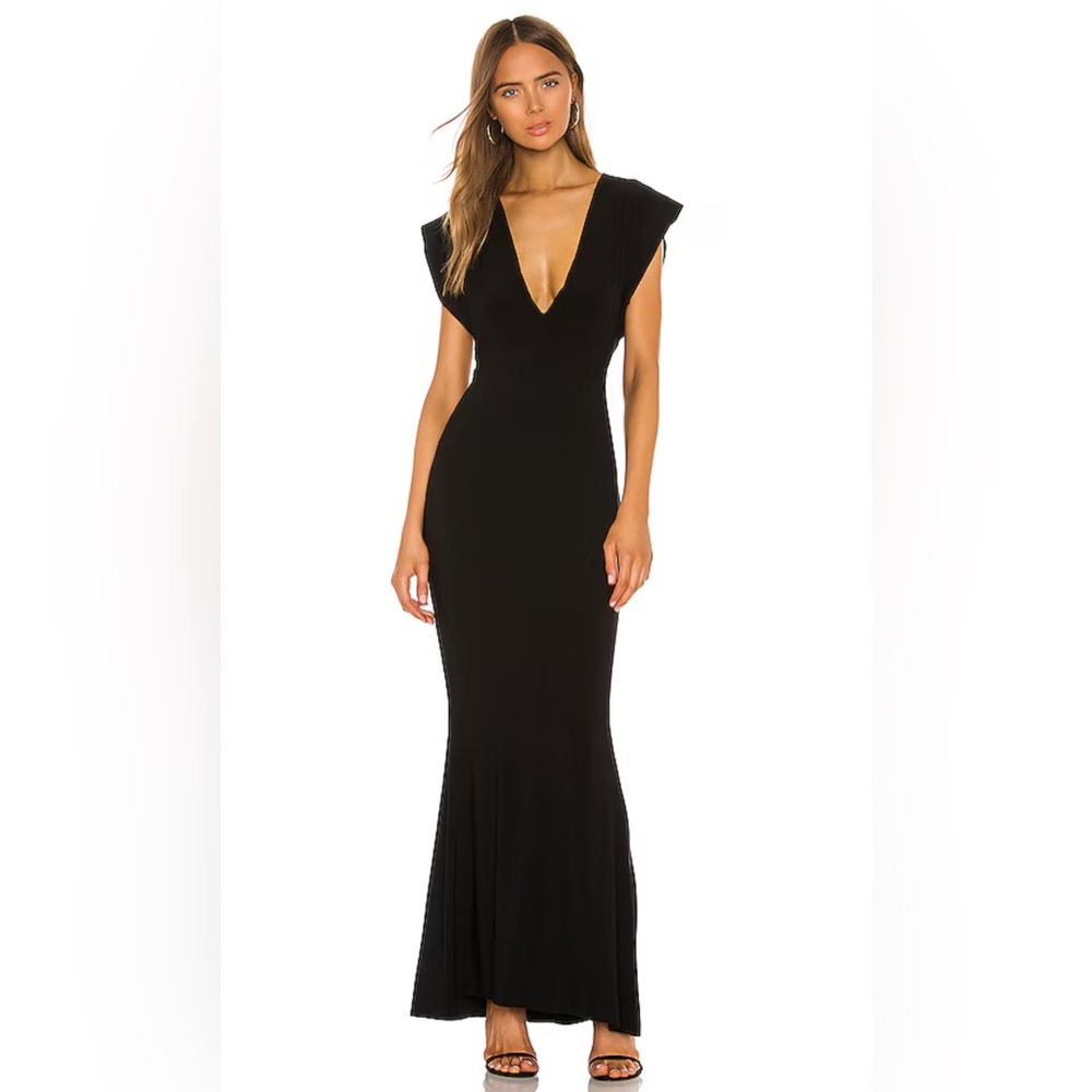 Norma Kamali Black V-Neck Maxi Dress